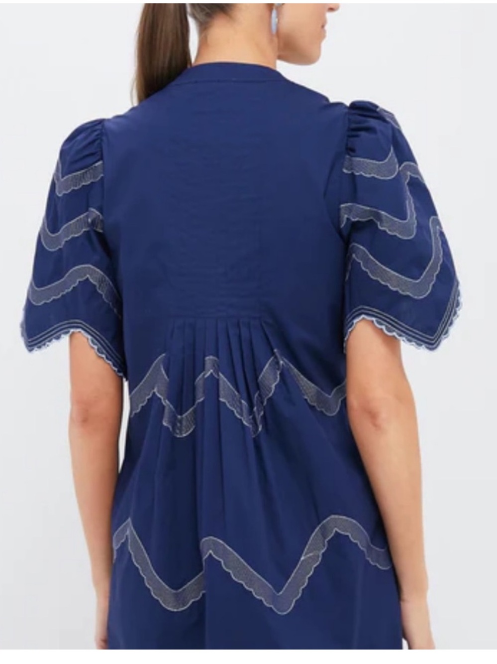 Hyacinth House Tuckernuck Weston Navy Embroidered Mini Dress - Picture 3 of 12